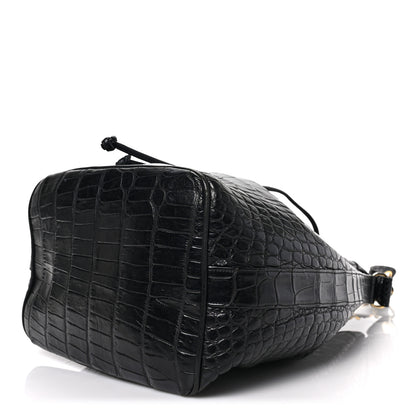 Chanel Alligator Drawstring Bucket Bag Black 9 of 9