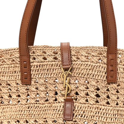 Saint Laurent Raffia Calfskin Small Panier Tote Naturel 7 of 11