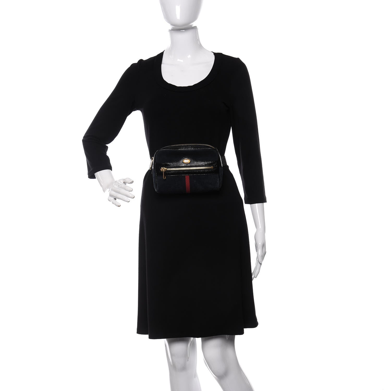 Gucci Suede Patent Small Ophidia Belt Bag 75 30 Blue Black 2 of 9
