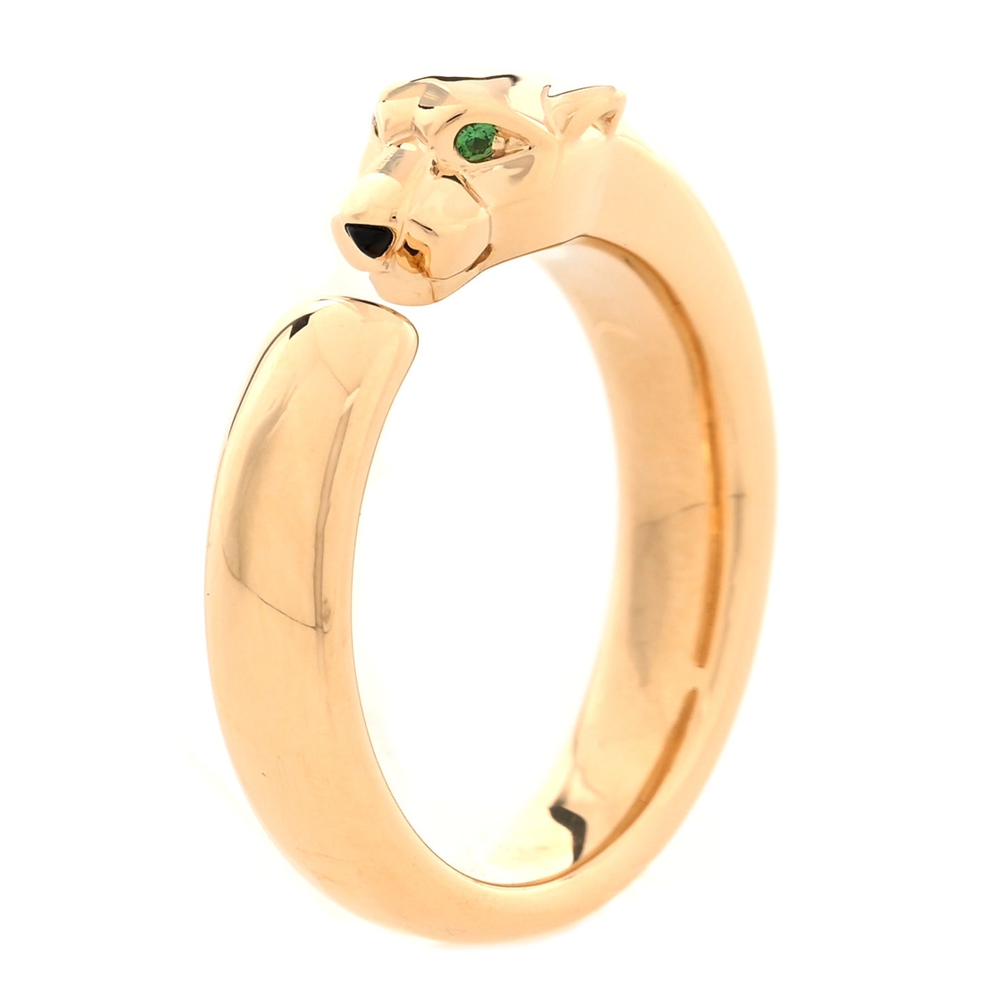 18K Yellow Gold Tsavorite Onyx Panthère De Cartier Ring 52 6