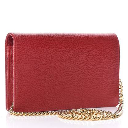 Gucci Dollar Calfskin Mini GG Marmont Chain Wallet Hibiscus Red 3 of 12