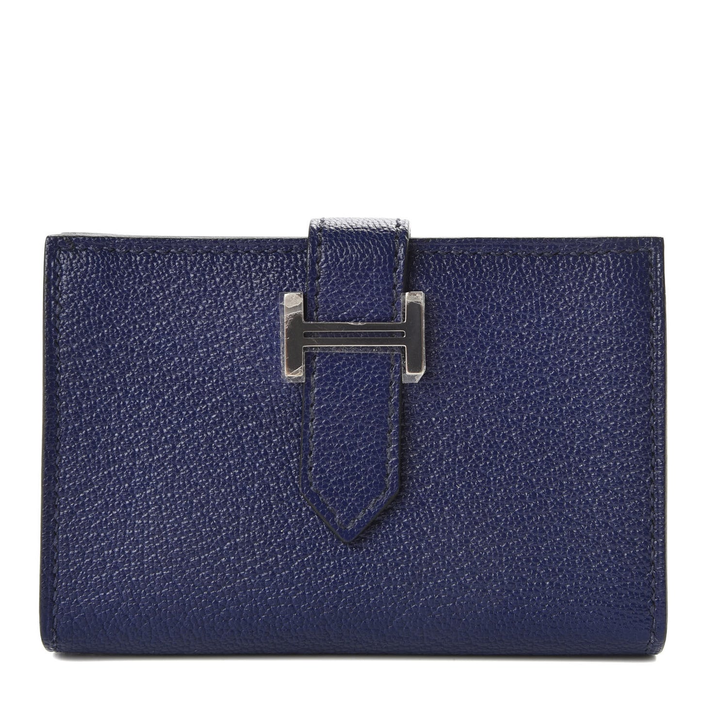 Chevre Mysore Bearn Card Holder Wallet Bleu Encre
