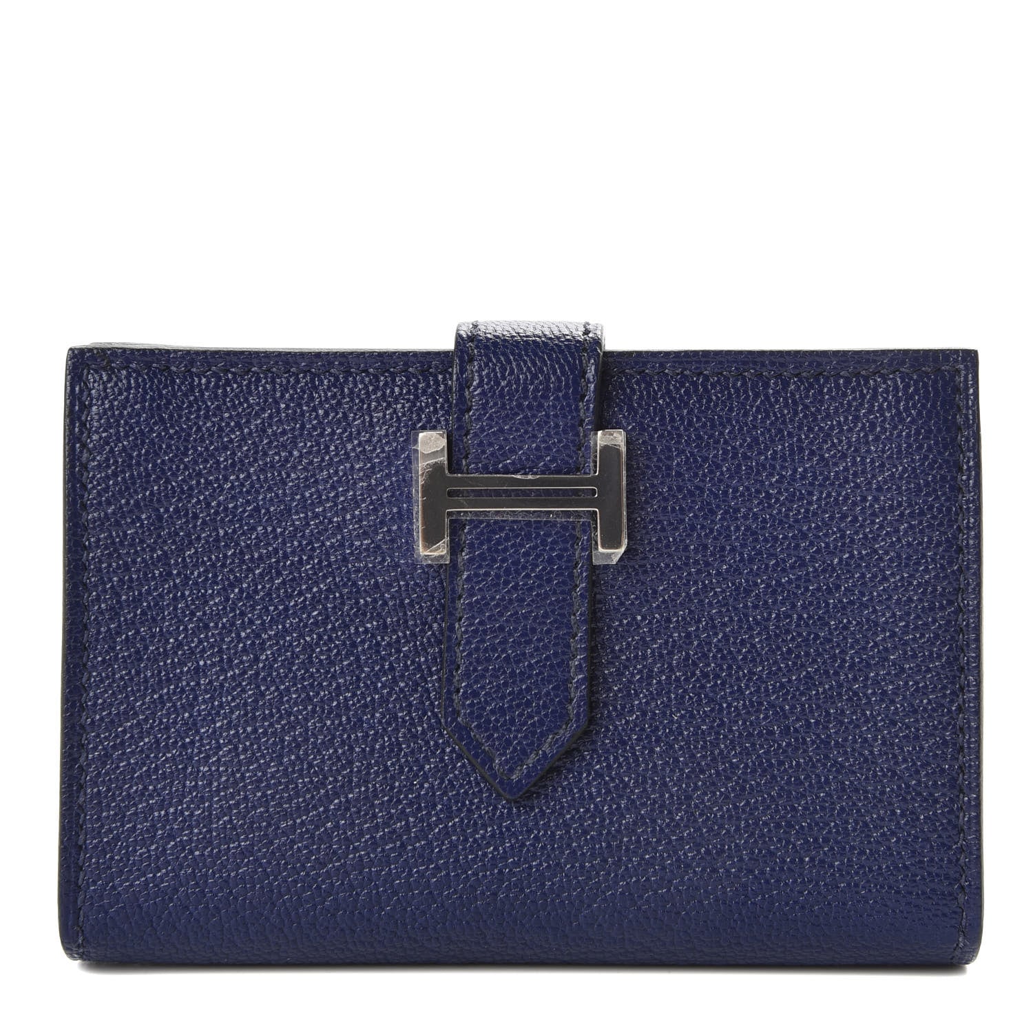 Hermes Chevre Mysore Bearn Card Holder Wallet Bleu Encre 1 of 8