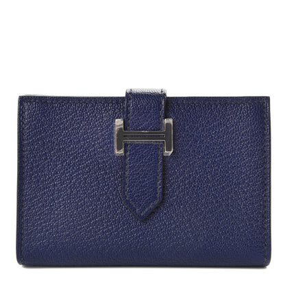 Hermes Chevre Mysore Bearn Card Holder Wallet Bleu Encre 1 of 8