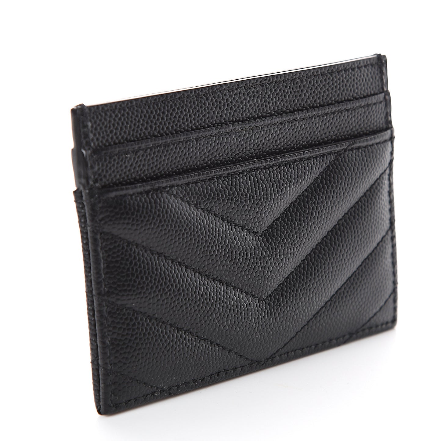 Grain De Poudre Matelasse Chevron Monogram Credit Card Case Black