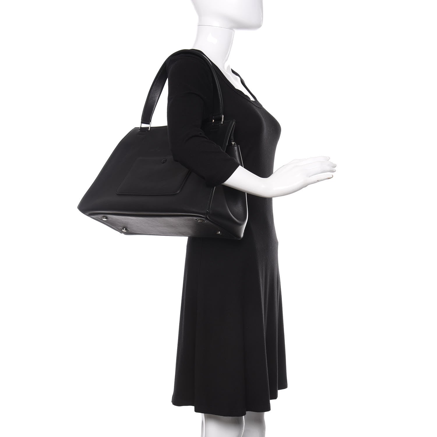 Celine Supple Calfskin Medium Bi-Color Edge Shoulder Bag Emerald 2 of 10