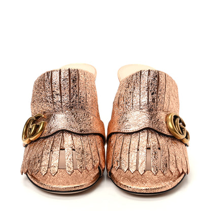 Gucci Galassia GG Marmont Fringe 75mm Slide Sandals 40 Salmone 2 of 10