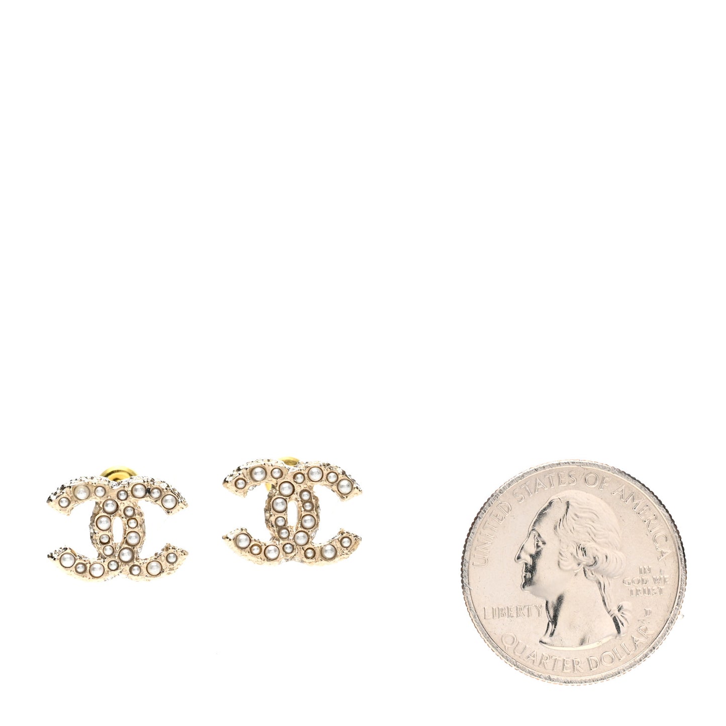 Metal Graduated Pearl Crystal CC Earrings Light Gold