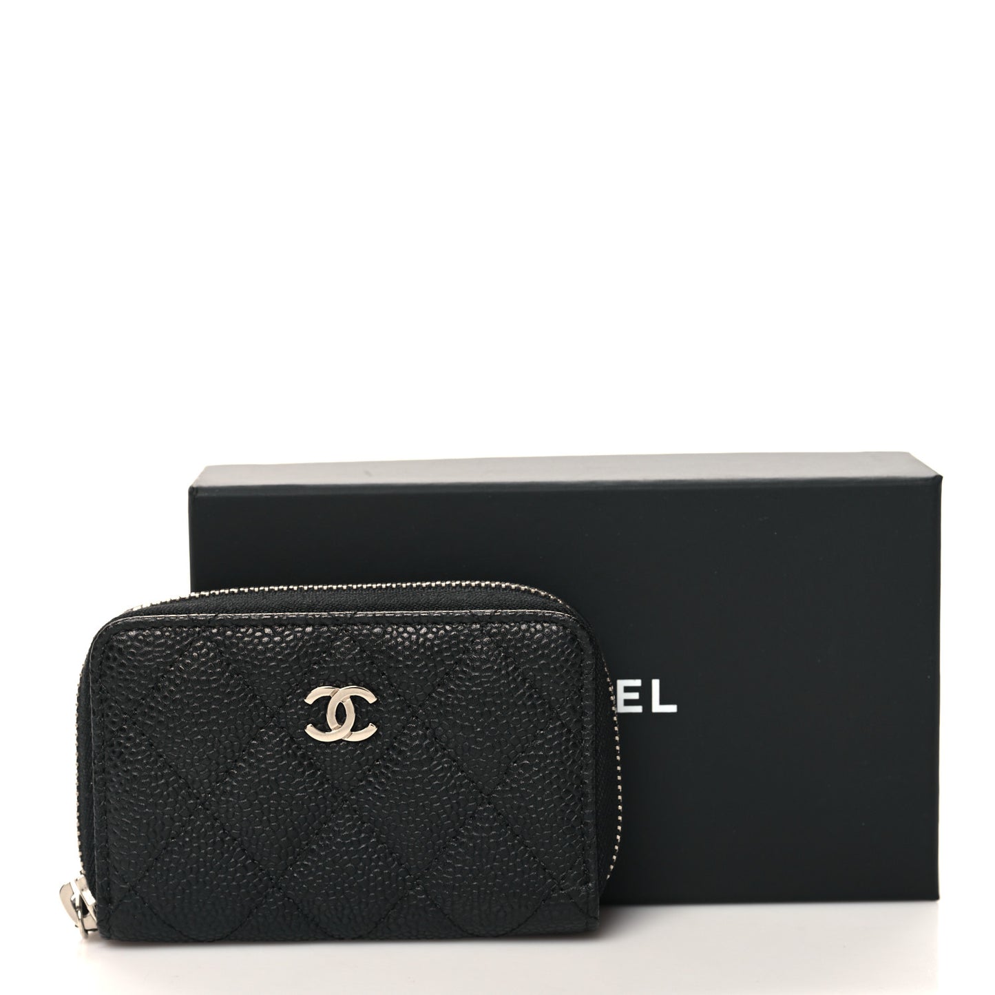 Caviar Quilted Zip Coin Purse Black