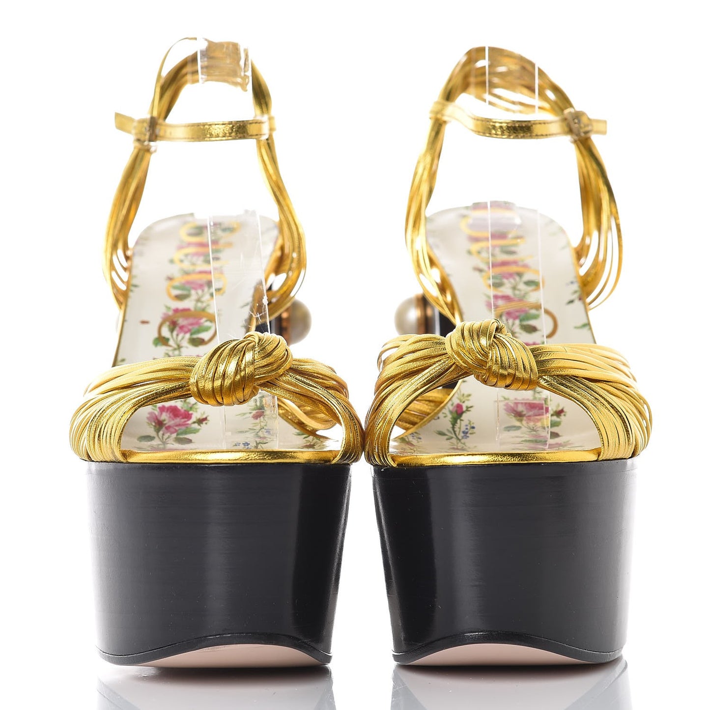 Malaga Kid Pearl Knot Platform Sandals 36 Black Gold