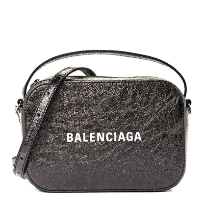 Balenciaga Metallic Textured Calfskin XS Everyday Camera Bag with Handle Black 1 of 10