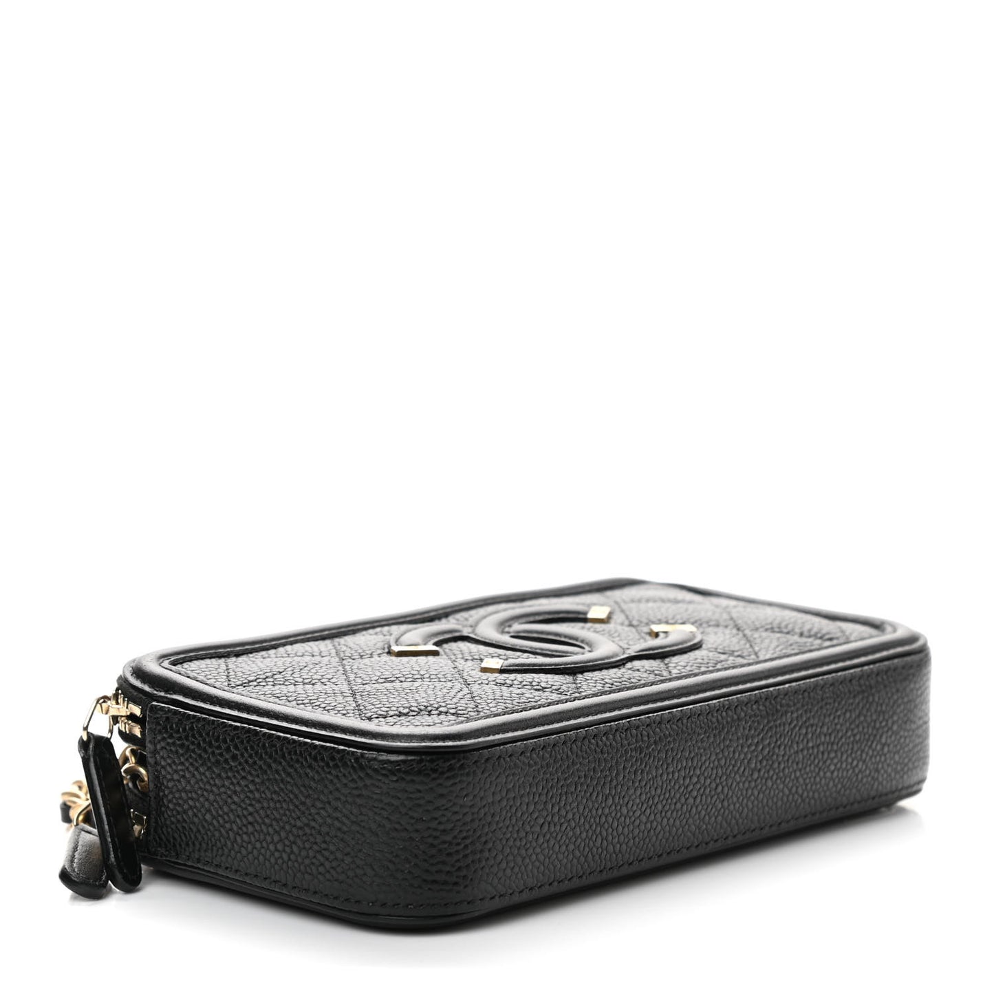 Caviar Quilted CC Filigree Clutch With Chain Black