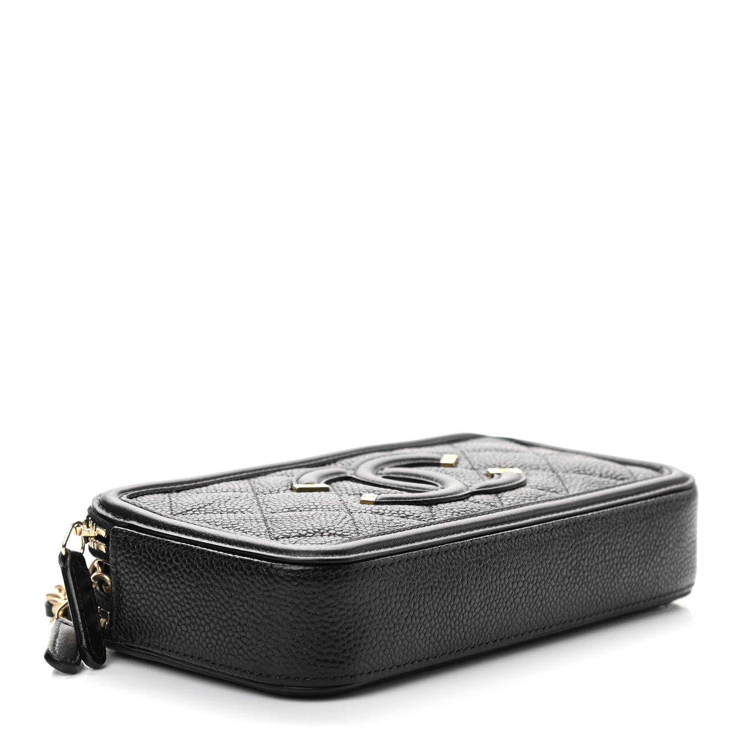 Chanel Caviar Quilted CC Filigree Clutch With Chain Black 4 of 13
