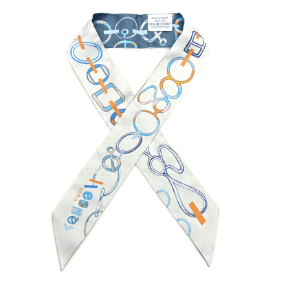 Hermes Silk Do Re Boucles Twilly Gris Perle Bleu Azur 1 of 3