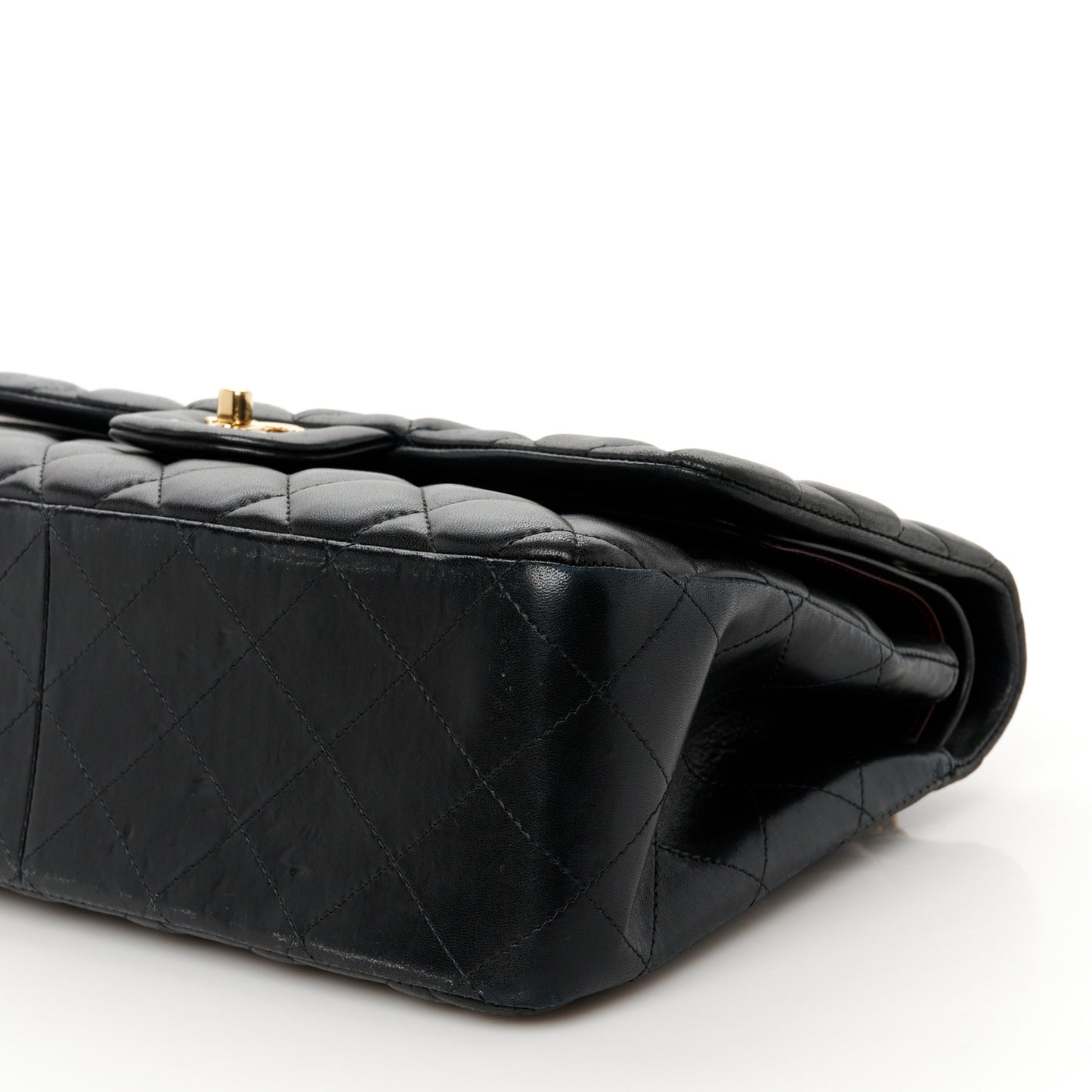 Lambskin Quilted Jumbo Double Flap Black