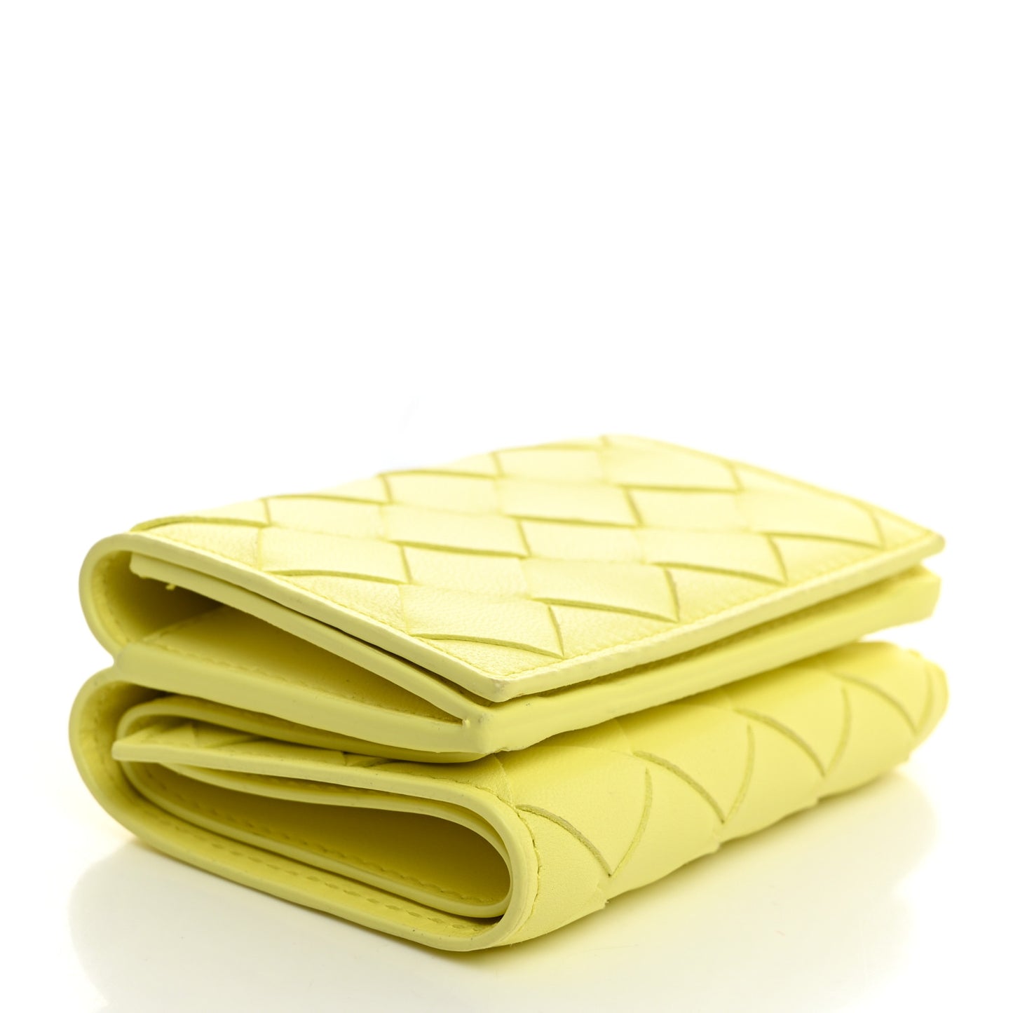 Nappa Intrecciato Trifold Wallet Kiwi
