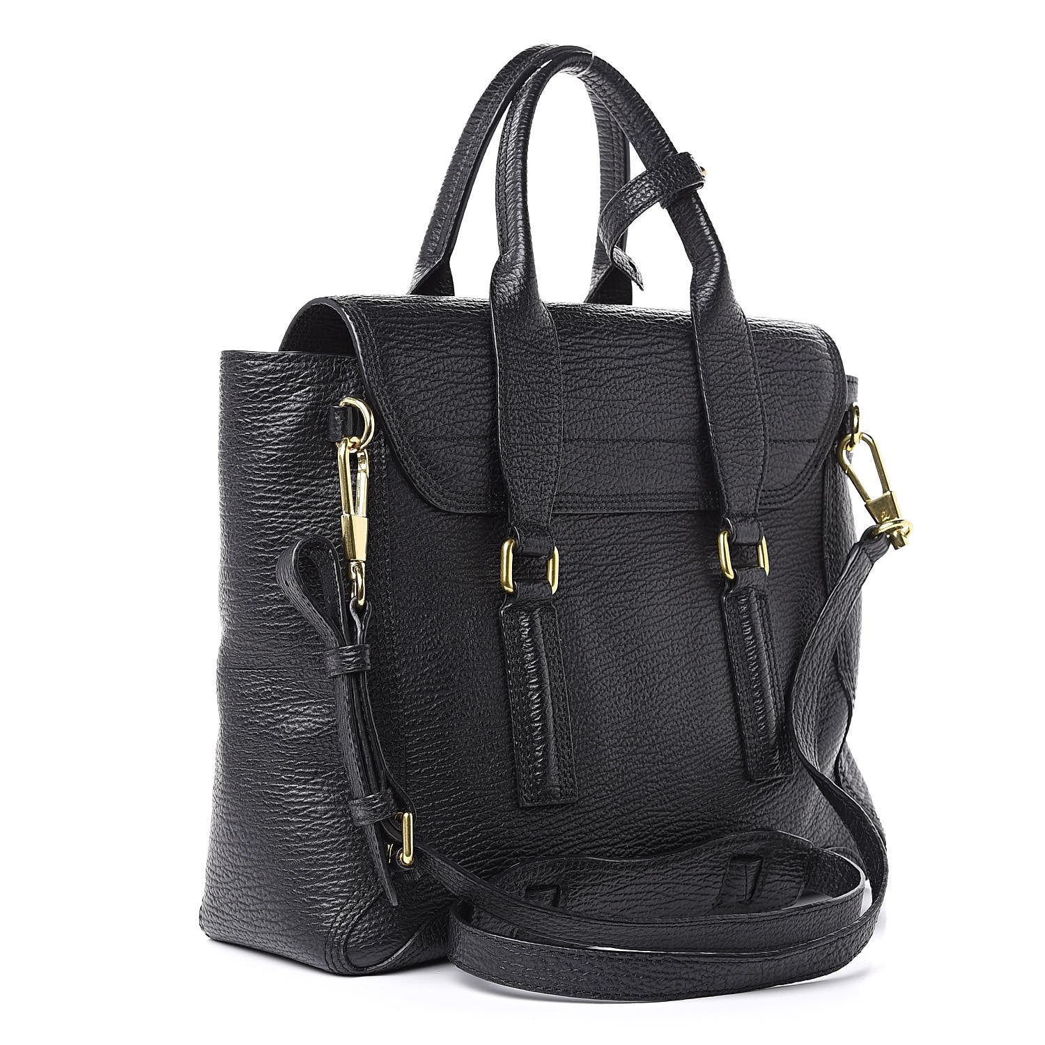 3.1 Phillip Lim 3.1 Textured Calfskin Medium Pashli Satchel Black 3 of 13