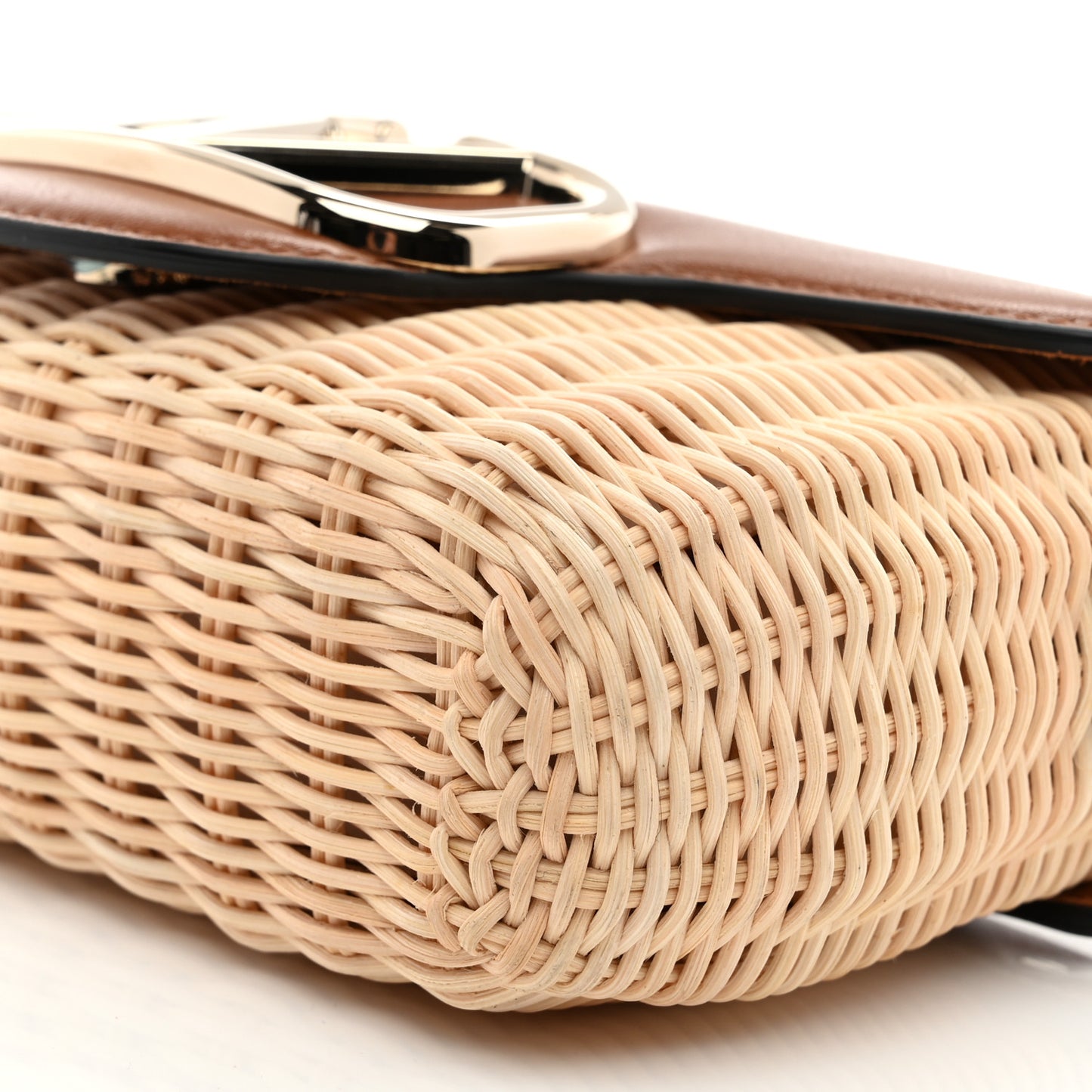 Wicker Calfskin Vlogo Small Loco Shoulder Bag Natural