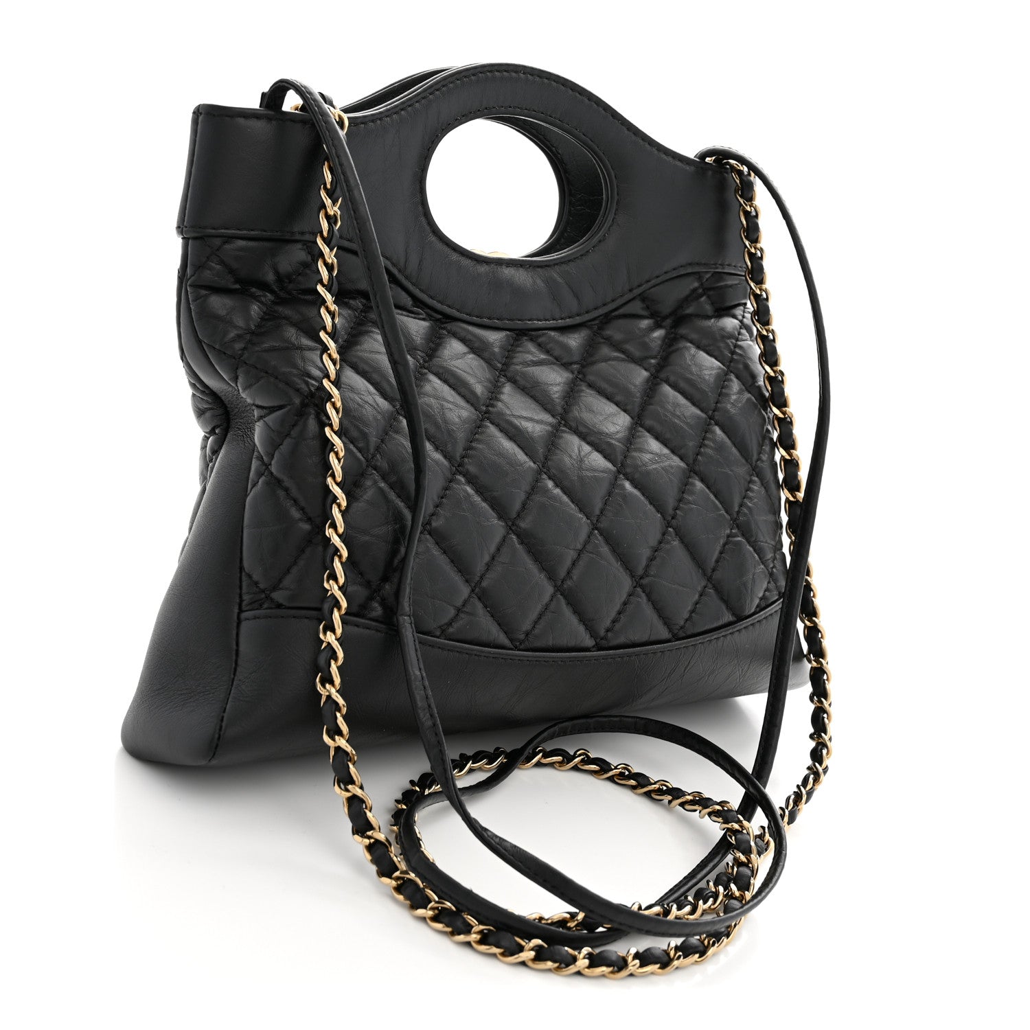 Chanel Aged Calfskin Quilted Mini 31 Shopping Bag Black 3 of 11
