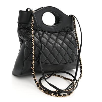 Chanel Aged Calfskin Quilted Mini 31 Shopping Bag Black 3 of 11