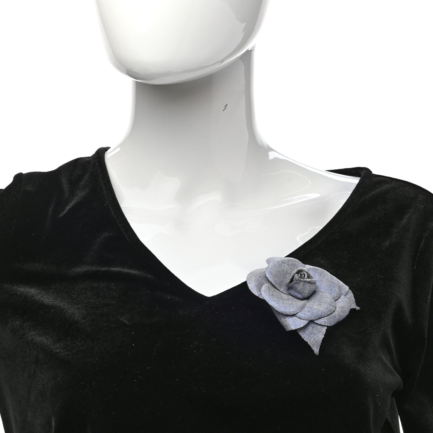 Linen Camellia Brooch Blue