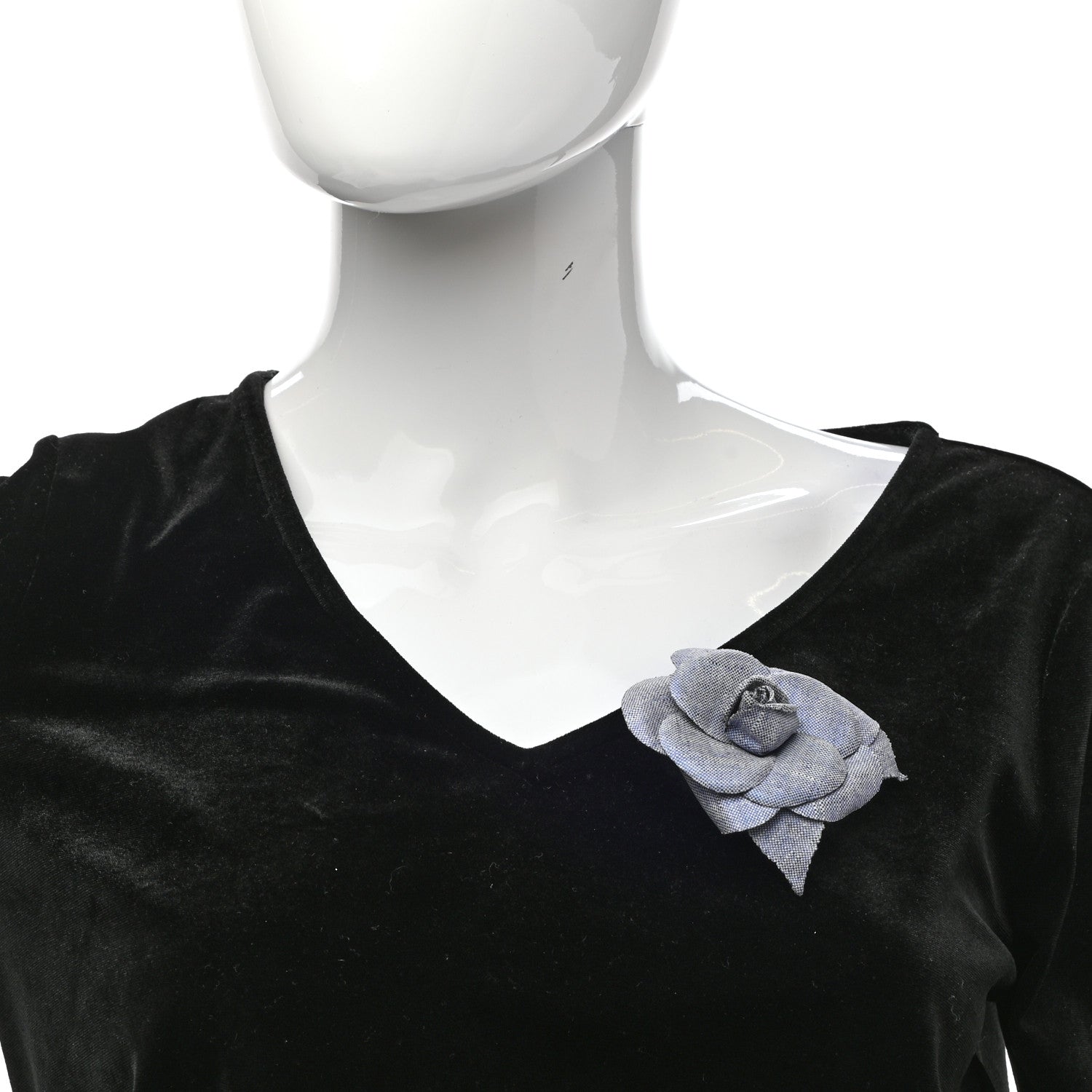 Chanel Linen Camellia Brooch Blue 2 of 6