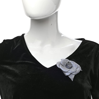 Chanel Linen Camellia Brooch Blue 2 of 6
