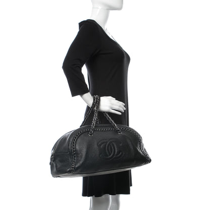 Chanel Metallic Goatskin Large Luxe Ligne Bowler Black 2 of 10