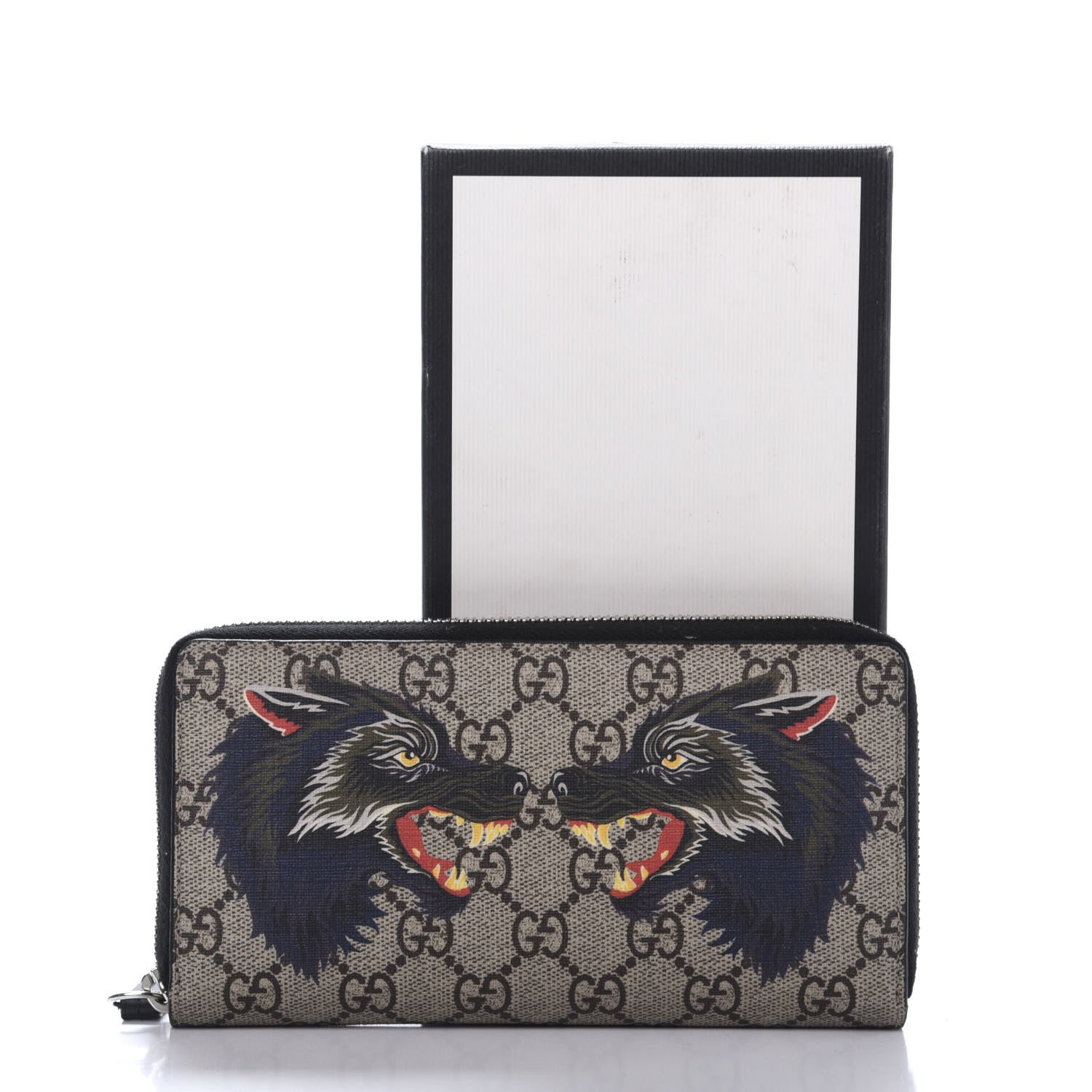 Gucci GG Supreme Monogram Wolf Print Zip Around Wallet Black 9 of 9