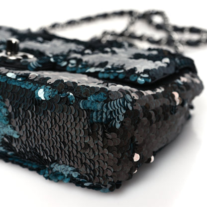 Chanel Sequin Lambskin Mini Flap Blue Black 10 of 10