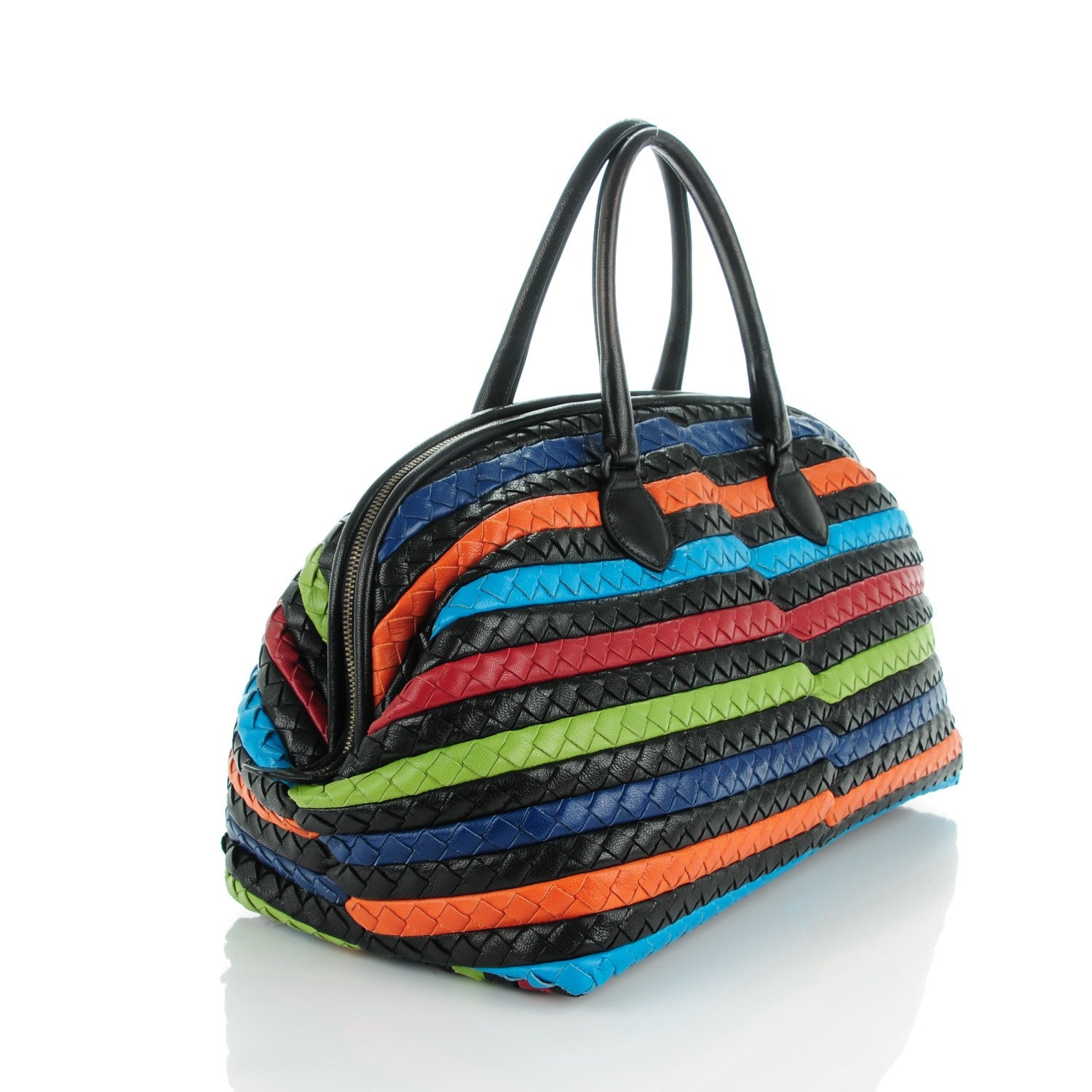Bottega Veneta Shiny Goatskin Intrecciato Frame Bowling Bag Multicolor 3 of 8