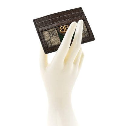 Gucci X BALENCIAGA BB Monogram Web Ophidia Card Holder Beige Ebony New Acero 2 of 9