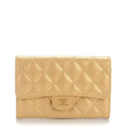 Chanel Pearly Caviar Quilted Small Flap Wallet Gold 1 of 7