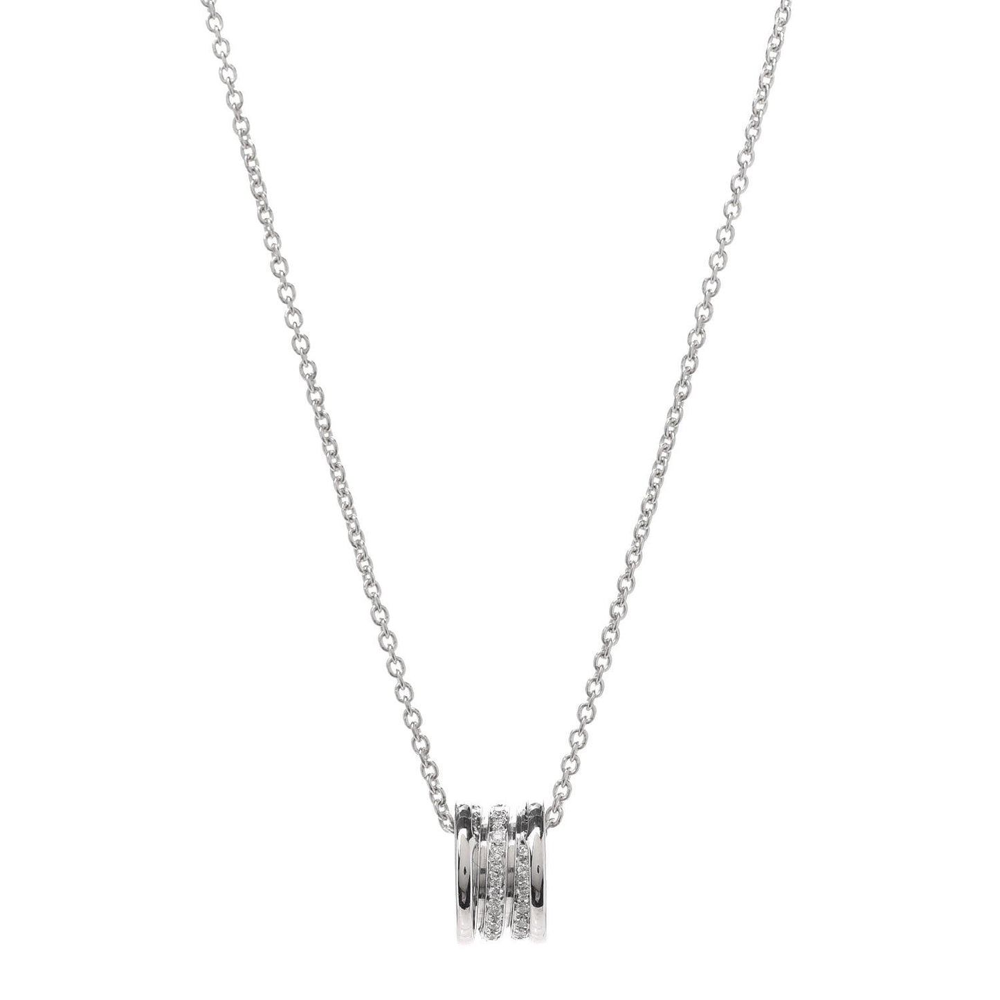 18K White Gold Diamond B.Zero1 Pave Pendant Necklace