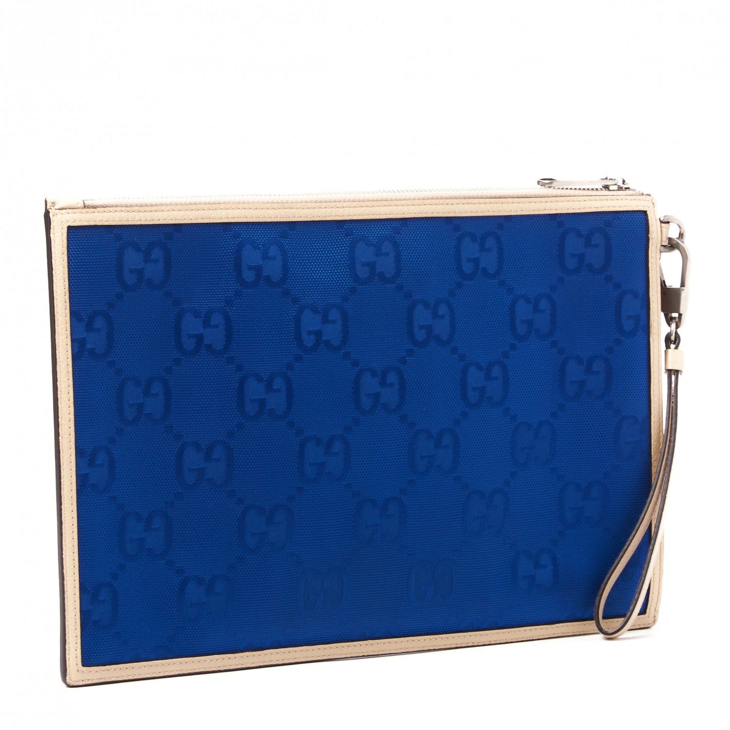 Econyl Nylon Monogram Off The Grid Zip Pouch Orient Blue New Plaster