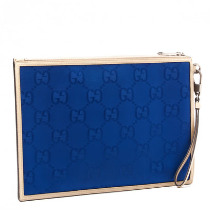 Gucci Econyl Nylon Monogram Off The Grid Zip Pouch Orient Blue New Plaster 2 of 7