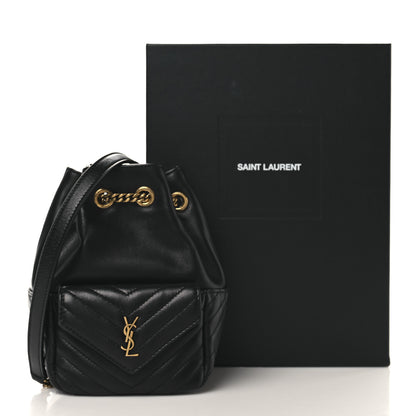 Saint Laurent Lambskin Matelasse Monogram Joe Nano Bucket Bag Black 11 of 11