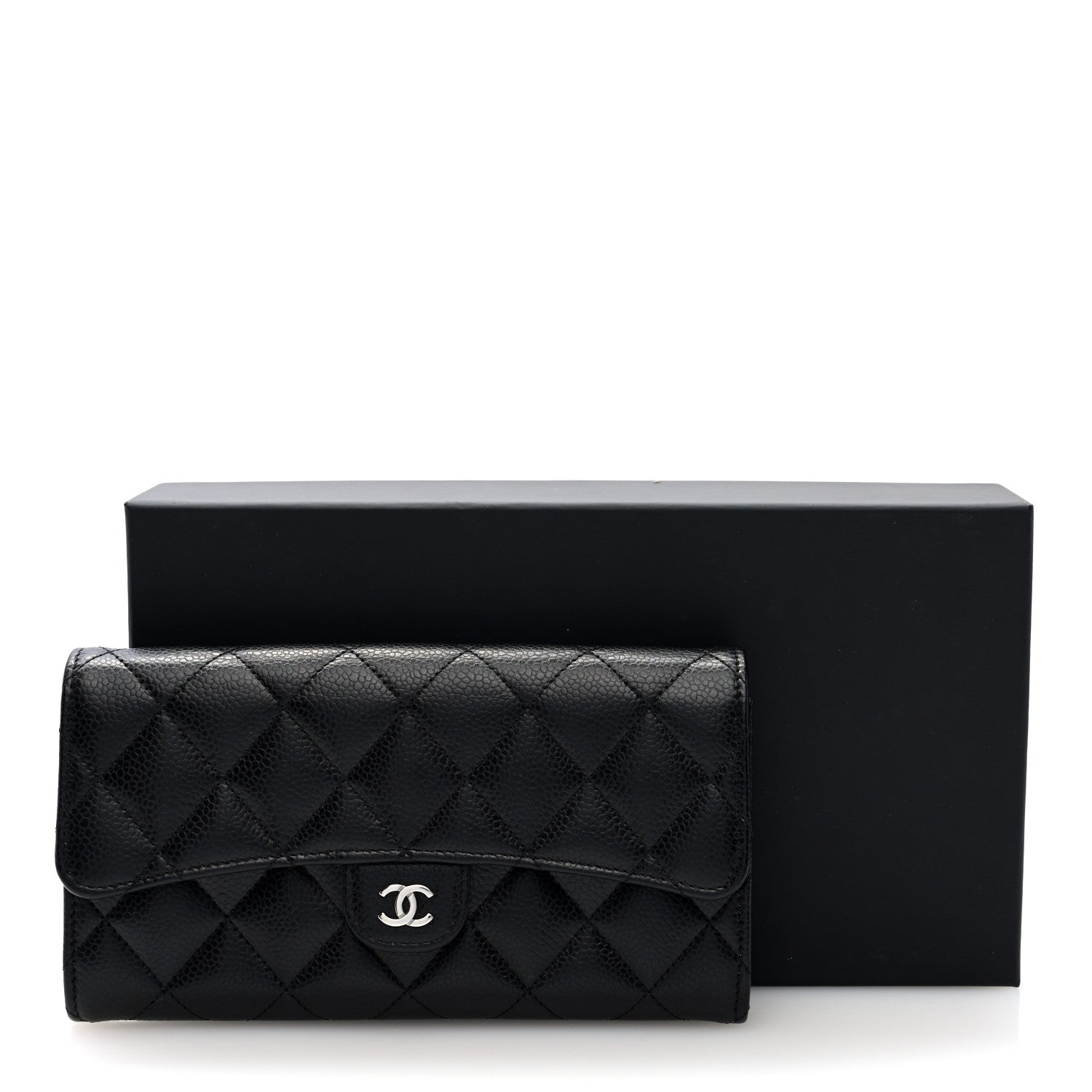 Chanel Caviar Quilted Large Gusset Flap Wallet Black 8 of 8