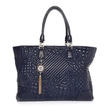 Versace Barocco Quilted Nappa Elettra Vanitas Tote Navy 1 of 18