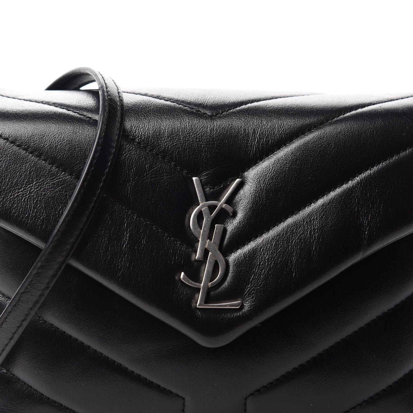 Calfskin Y Quilted Monogram Toy Loulou Crossbody Bag Black
