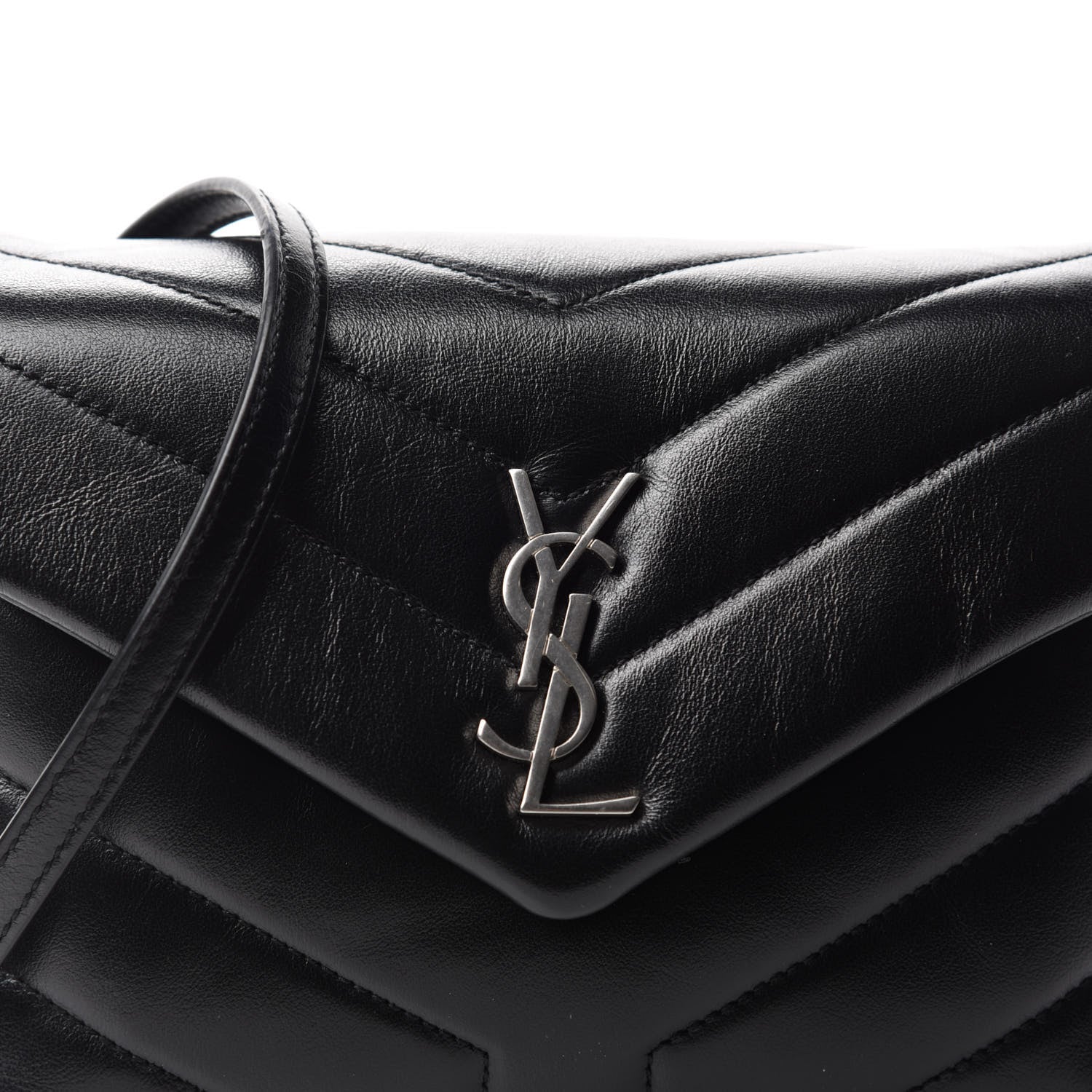 Saint Laurent Calfskin Y Quilted Monogram Toy Loulou Crossbody Bag Black 11 of 12