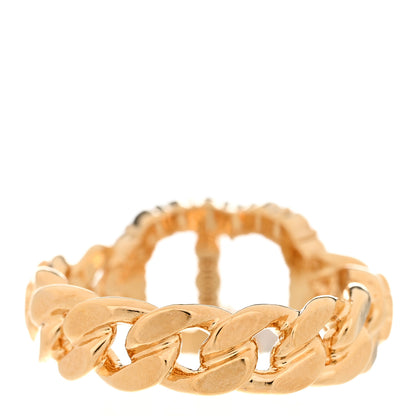 Christian Dior Metal Crystal CD Ring 50 5.25 Gold 3 of 5
