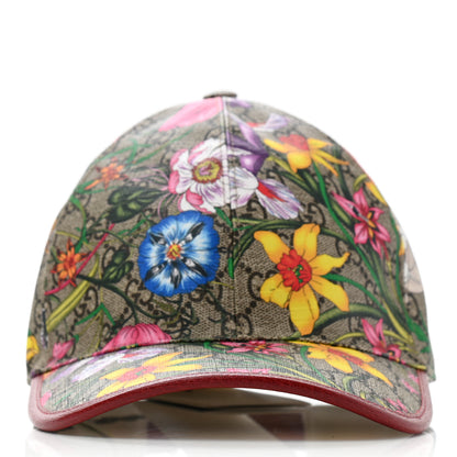 Gucci GG Supreme Flora Claudia Baseball Hat 58 L Red 3 of 10