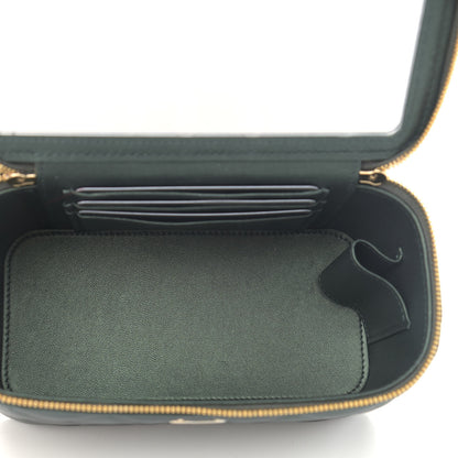 Chanel Iridescent Lambskin Quilted Small Top Handle Vanity Case With Chain Dark Green 5 of 13