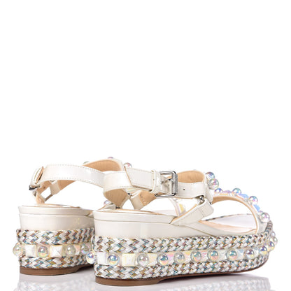 Christian Louboutin Patent Embellished Cataconico 60 Platform Sandals 36 White 4 of 8