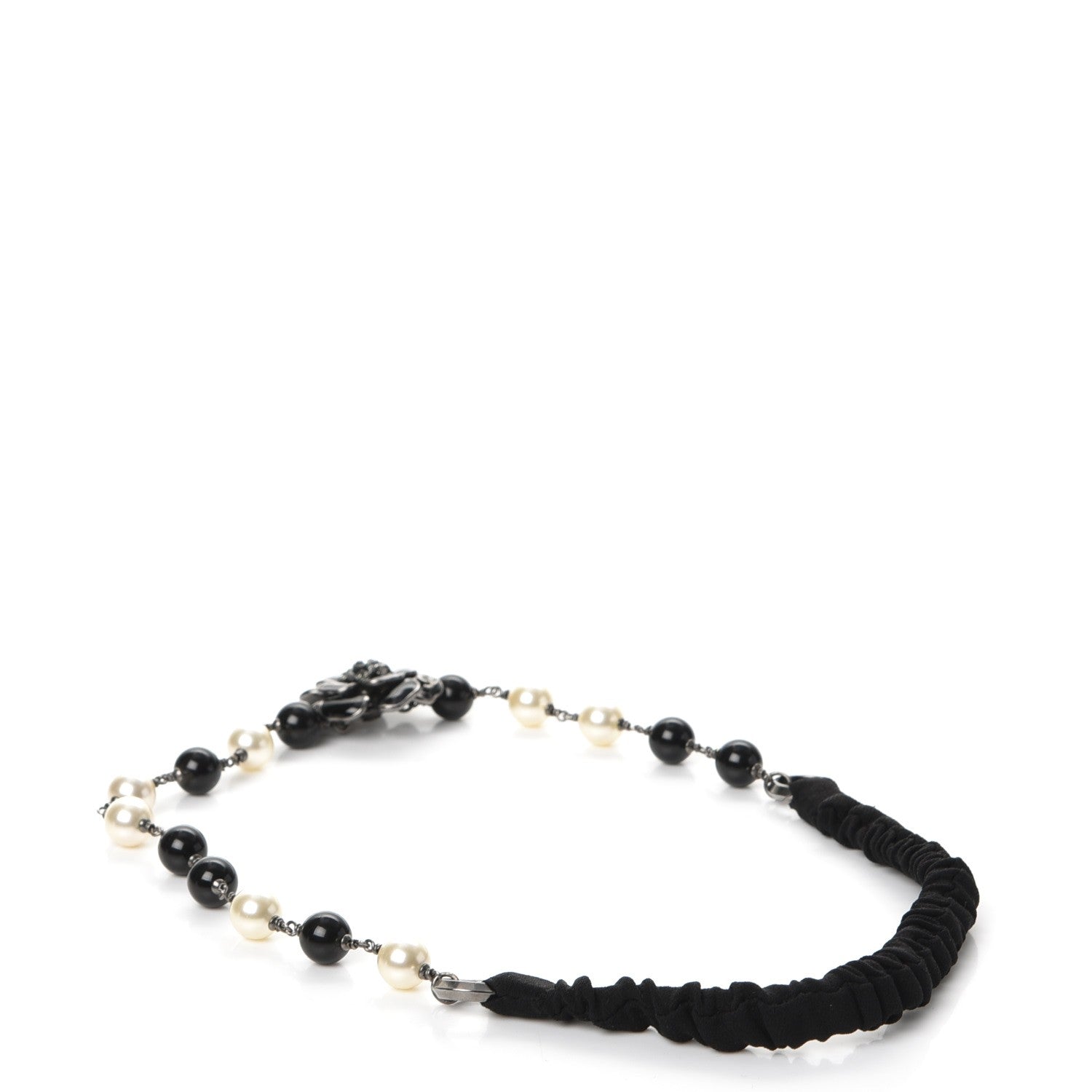 Chanel Pearl Enamel Crystal Camellia CC Headband Black 4 of 6