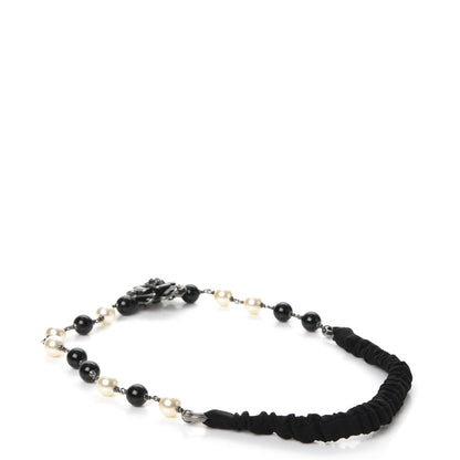 Chanel Pearl Enamel Crystal Camellia CC Headband Black 4 of 6