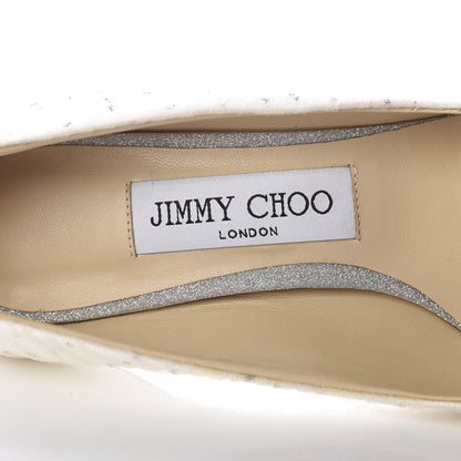 Jimmy Choo Mesh Glitter Pointy Toe Polka Dot Romy 85 Pumps 36 White Silver 8 of 10