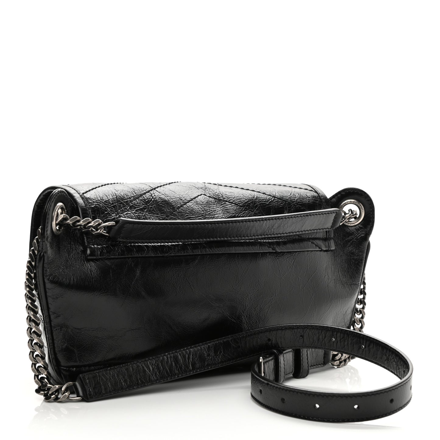 Crinkled Calfskin Matelasse Monogram Niki Body Bag Black