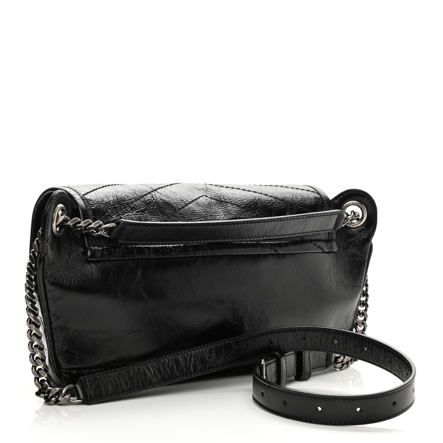 Saint Laurent Crinkled Calfskin Matelasse Monogram Niki Body Bag Black 3 of 11